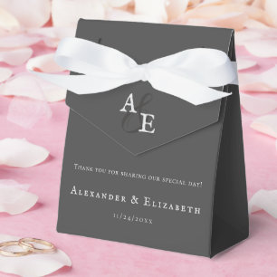 Graue Minimalistische Monogramm-Hochzeit Geschenkschachtel