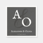 Graue Minimalistische Monogramm-Hochzeit Serviette (Vorderseite)