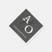 Graue Minimalistische Monogramm-Hochzeit Serviette (Ecke)