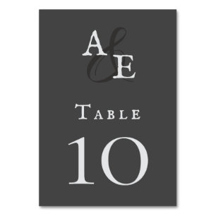 Graue Minimalistische Monogramm-Hochzeit Tischnummer