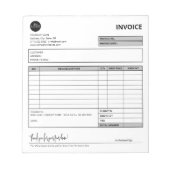 Graue Minimalistische Rechnungsvorlage für kleine  Notizblock (Vorderseite)