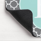 Graue Minze Quatrefolienmonogramm Mousepad (Ecke)