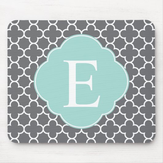 Graue Minze Quatrefolienmonogramm Mousepad (Vorne)