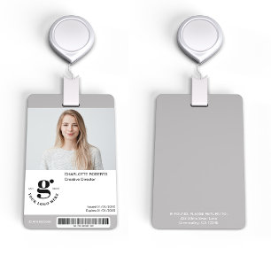 Graue Mitarbeiter-Foto-ID-Karte mit Barcode Ausweis