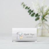 Graue Mixer Blume Stripe Ombre Bäckerei Visitenkarte (Stehend Vorderseite)