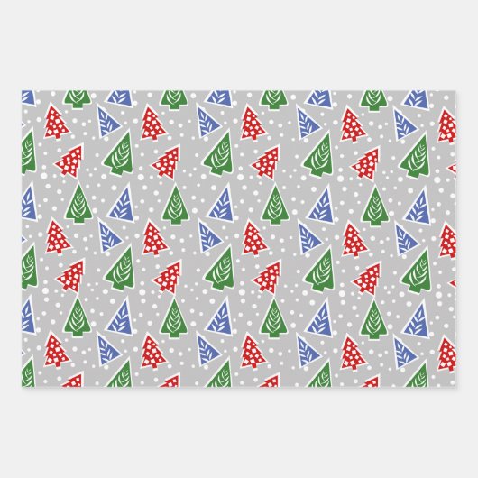 Graue moderne abstrakte Weihnachtsbäume Urlaub Wra Geschenkpapier Set (Vorderseite 3)
