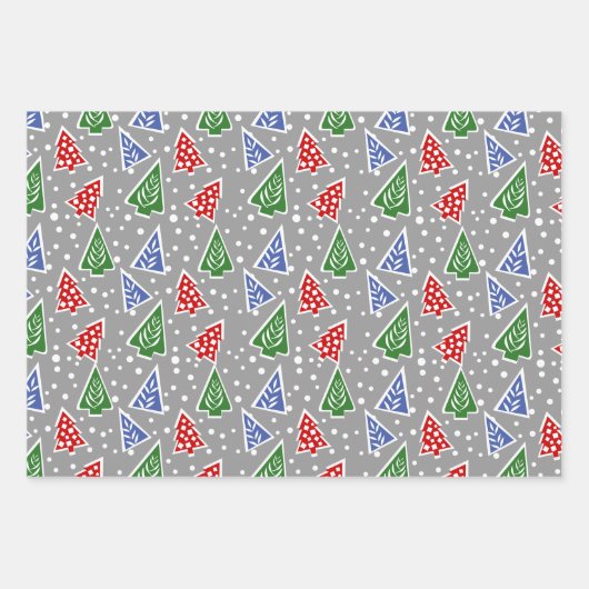 Graue moderne abstrakte Weihnachtsbäume Urlaub Wra Geschenkpapier Set (Vorderseite 2)