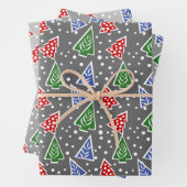 Graue moderne abstrakte Weihnachtsbäume Urlaub Wra Geschenkpapier Set (Beispiel)