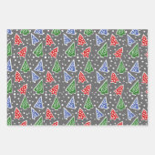 Graue moderne abstrakte Weihnachtsbäume Urlaub Wra Geschenkpapier Set (Vorderseite)