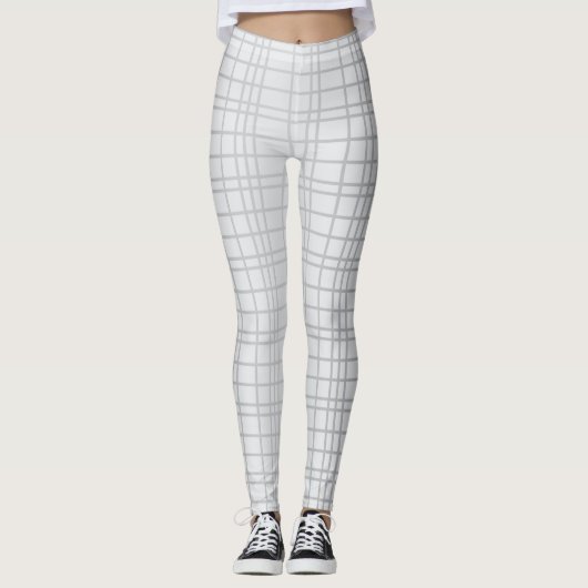 Graue, moderne, einfache, coole, trendige Rasterli Leggings (Vorderseite)