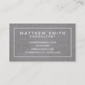 GRAUE MODERNE EINFACHE LEINENVISITENKARTE VISITENKARTE (Rückseite)