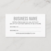 Graue moderne Geschäftskarte der Minimalistischen Visitenkarte (Rückseite)