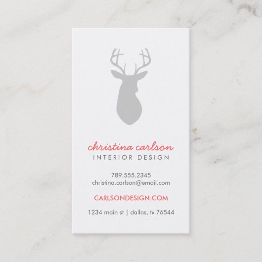 Graue, moderne Hirsche und Zickzack Streifen Visitenkarte (Vorderseite)