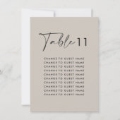 Graue, moderne Hochzeitstisch-Sitzkarte (Vorderseite)