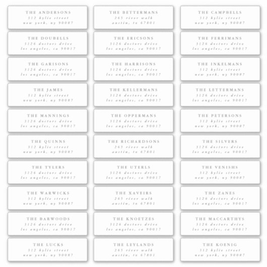 Graue, moderne, individuelle Hochzeitsadressen-Eti Aufkleber (Vorderseite)