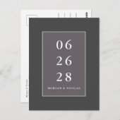 Graue moderne Minimalistische Hochzeit rettet das  Postkarte (Vorne/Hinten)