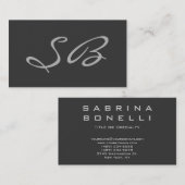 Graue moderne Monogram Standard-Visitenkarte Visitenkarte (Vorne/Hinten)