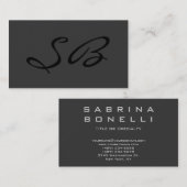 Graue moderne Monogram Standard-Visitenkarte Visitenkarte (Vorne/Hinten)