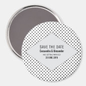 Graue moderne Polka Dots Save the Date Magnet (Vorderseite/Rückseite)