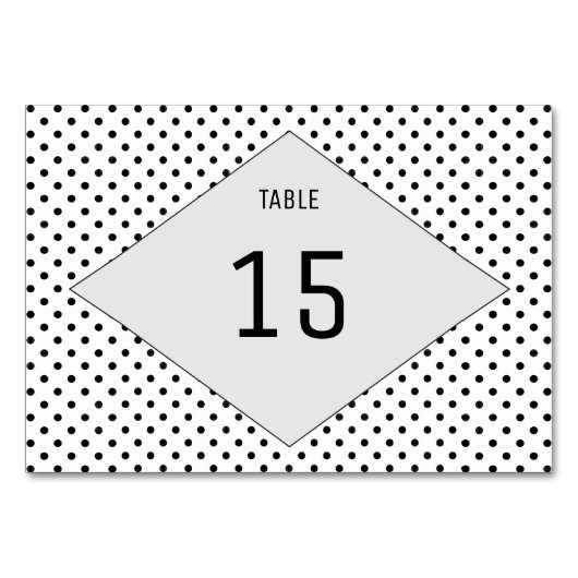 Graue moderne Polka Dots Table Card Tischnummer (Vorderseite)