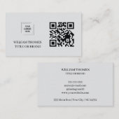 Graue moderne QR-Code-Geschäftsidentität Visitenkarte (Vorne/Hinten)
