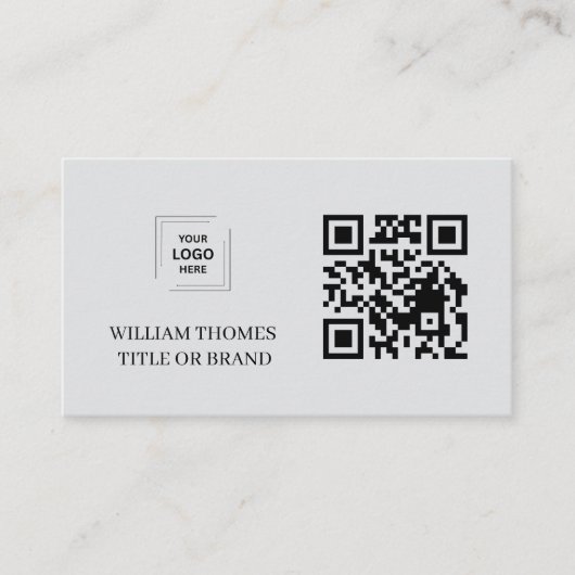 Graue moderne QR-Code-Geschäftsidentität Visitenkarte (Vorderseite)