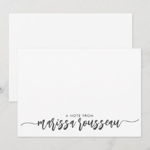 Graue moderne Schrift Name Personalisierte A Notiz Mitteilungskarte