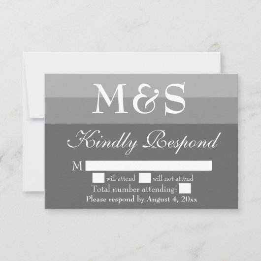 Graue, moderne Script Wedding RSVP Card Dankeskarte (Vorderseite)