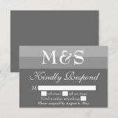 Graue, moderne Script Wedding RSVP Card Dankeskarte (Vorne/Hinten)