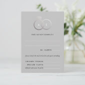Graue, moderne Silber Rings Wedding RSVP Replik Ca Begleitkarte (Stehend Vorderseite)