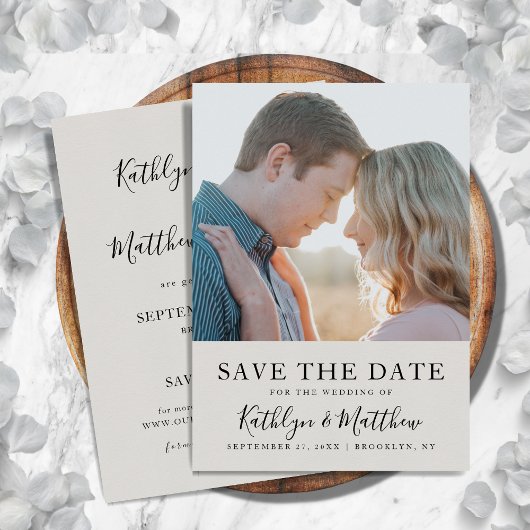 Graue moderne Typografie Minimalistisches Foto Hoc Save The Date