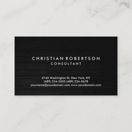 Graue moderne Unternehmenskarte für Holzeffekte Visitenkarte (Vorderseite)