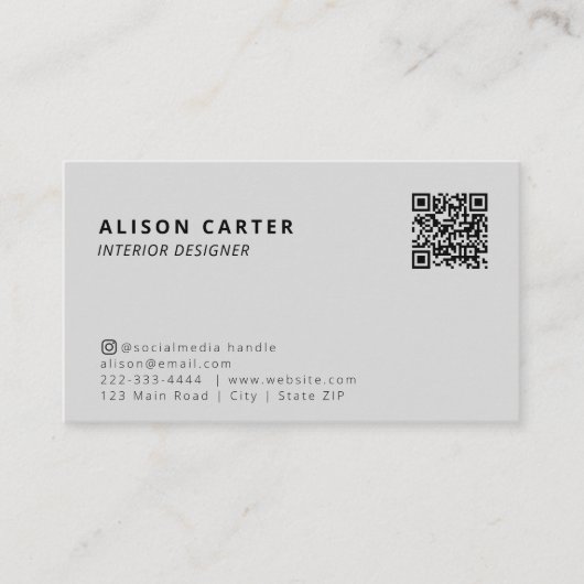 Graue, moderne Visitenkarten | QR und Logo | Stand Visitenkarte (Vorderseite)