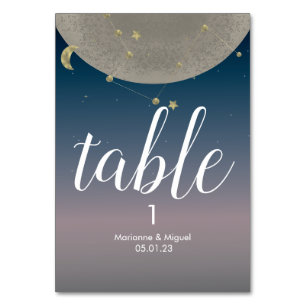 Graue Mondkonstellation Ombre Himmel Hochzeit Tischnummer