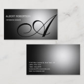 Graue Mongram Innenarchitektur Designer Visitenkar Visitenkarte (Vorne/Hinten)