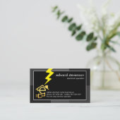 Graue monochrome Rahmen-gelbe Blitze Visitenkarte (Stehend Vorderseite)