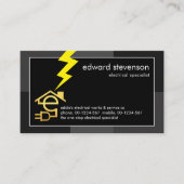 Graue monochrome Rahmen-gelbe Blitze Visitenkarte (Vorderseite)