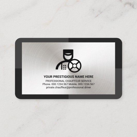 Graue, monochrome Silberplatte Visitenkarte (Rückseite)