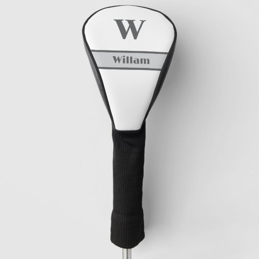 Graue Monogram Name Golf Head Cover Headcover (Vorderseite)