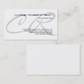 Graue Monogram Schwarz-weiß Charming Business Card Visitenkarte (Vorne/Hinten)