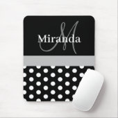 Graue Monogram Schwarz-weiß Polka Dot Mouse Pad Mousepad (Mit Mouse)