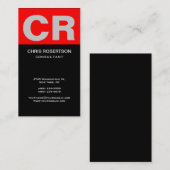 Graue Monogram Schwarz-weiß Red Business Card Visitenkarte (Vorne/Hinten)