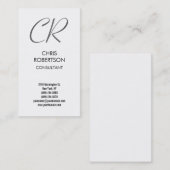 Graue Monogram Schwarz-weiße Visitenkarte (Vorne/Hinten)