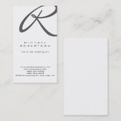 Graue Monogram weiße vertikale Visitenkarte (Vorne/Hinten)