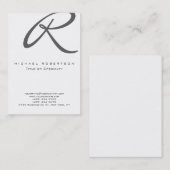 Graue Monogram White Chubby Business Card Visitenkarte (Vorne/Hinten)