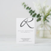 Graue Monogram White Chubby Business Card Visitenkarte (Stehend Vorderseite)