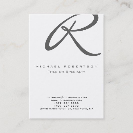 Graue Monogram White Chubby Business Card Visitenkarte (Vorderseite)