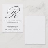 Graue Monogram White Chubby Business Card Visitenkarte (Vorne/Hinten)