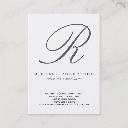 Graue Monogram White Chubby Business Card Visitenkarte (Vorderseite)