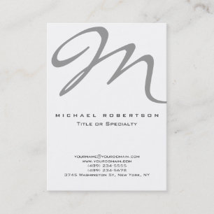 Graue Monogram White Unique Design Business Card Visitenkarte
